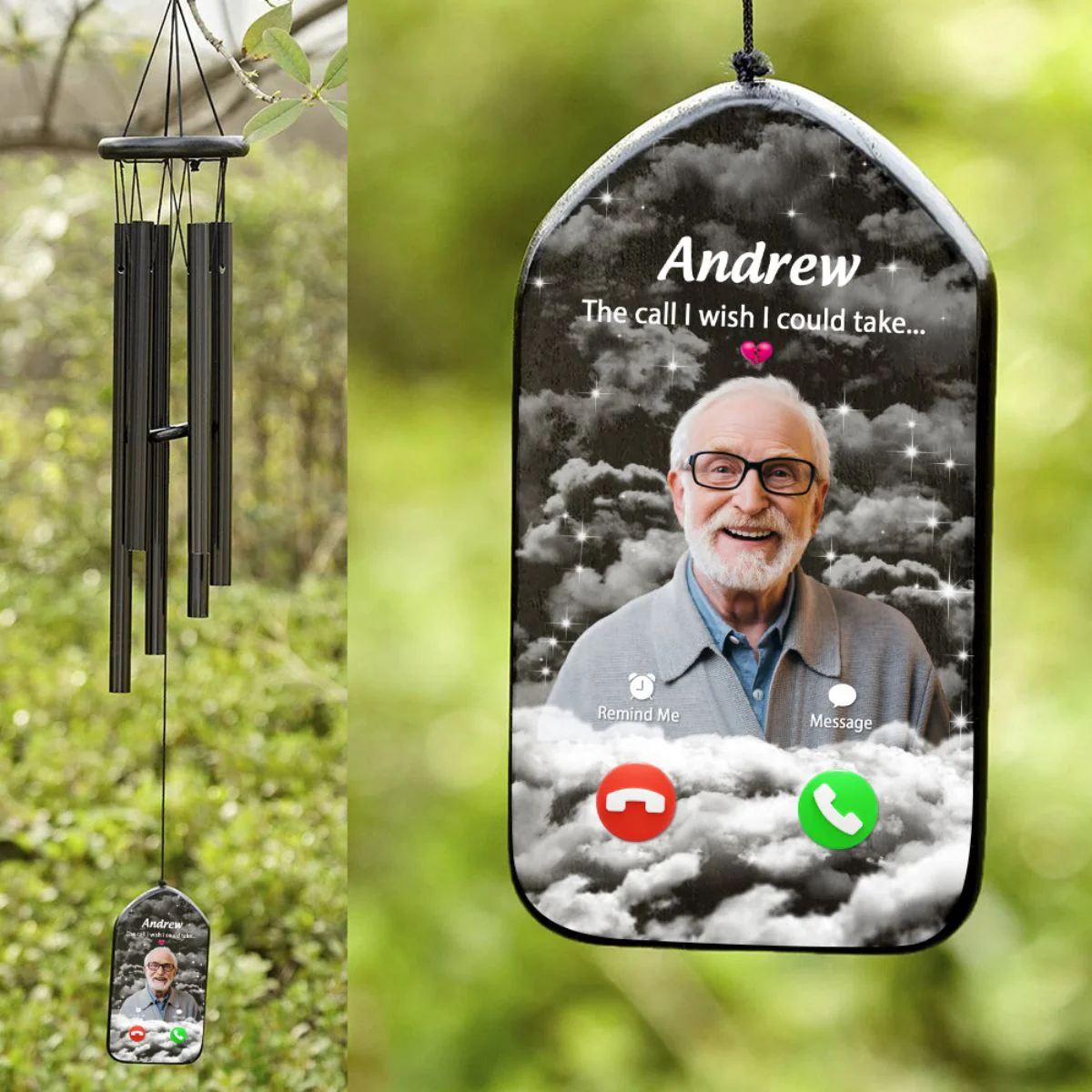 The Call I Wish I Could Take Personalized Memorial Wind Chimes - Image 3