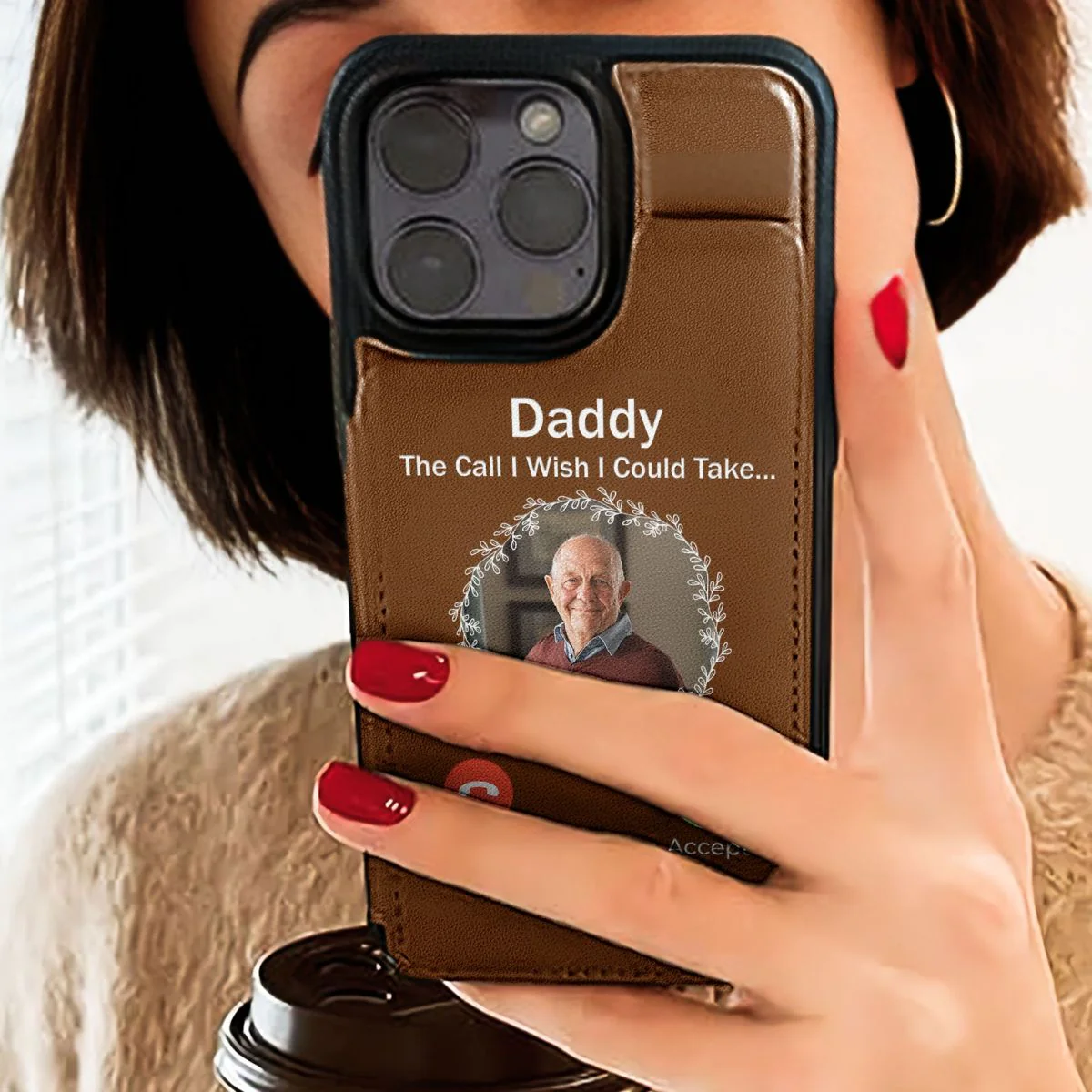 The Call I Wish I Could Take - Personalized Photo Leather Flip Wallet Phone Case - Image 5