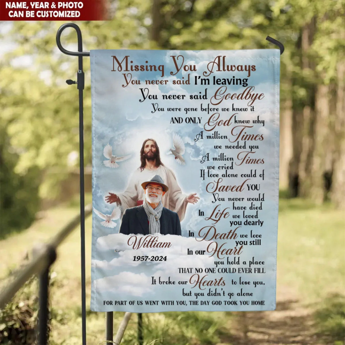The Day God Took You Home - Personalized Garden Flag, Memorial Gift - Image 3