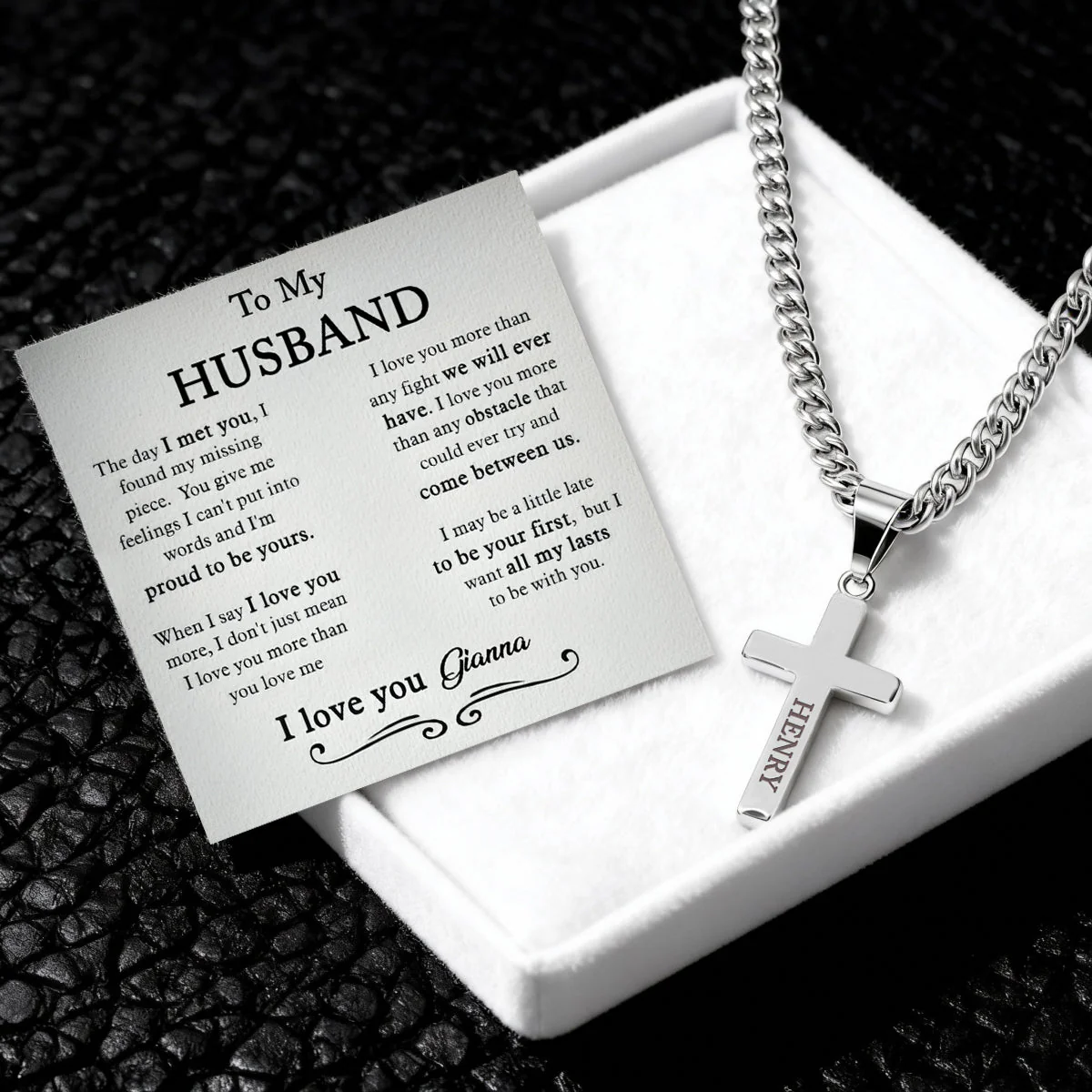 The Day I Met You I Found My Missing Piece - Personalized Cross Necklace With Card - Image 4