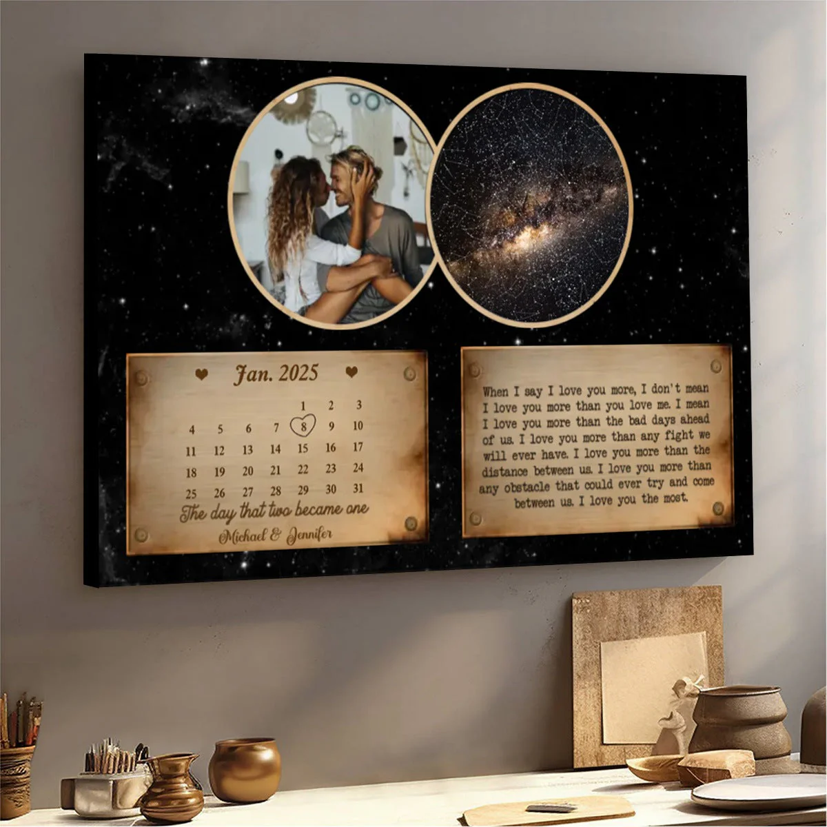 The Day That Two Become One Custom Star Map Canvas Poster Anniversary Gift For Couples - Image 2