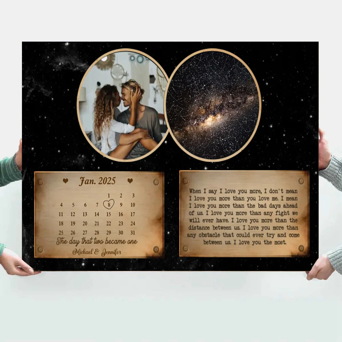 The Day That Two Become One Custom Star Map Canvas Poster Anniversary Gift For Couples - Image 3