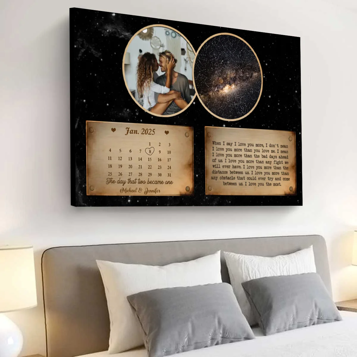 The Day That Two Become One Custom Star Map Canvas Poster Anniversary Gift For Couples - Image 5