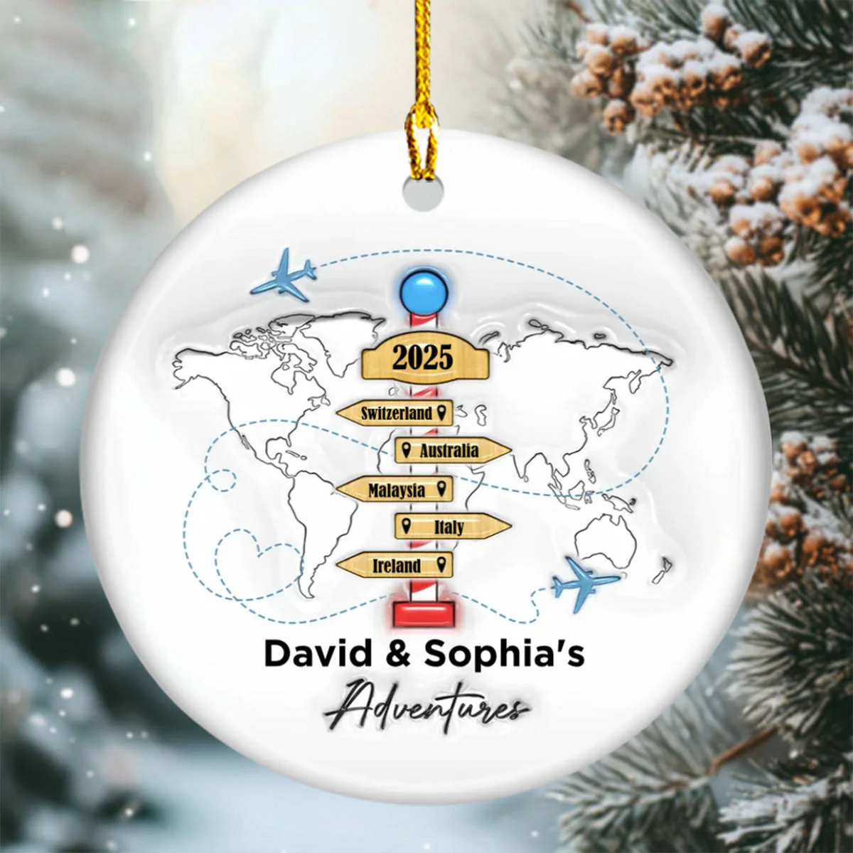 The Destination of All Year Travel Adventure Personalized Ceramic Ornament - Christmas Gift - Image 4