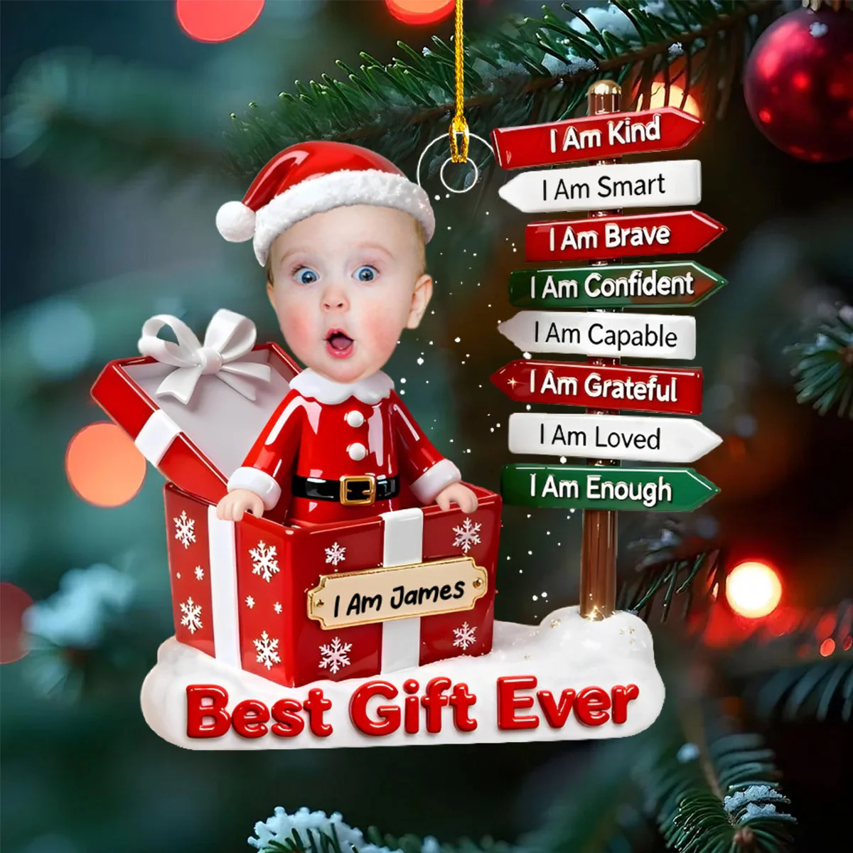 The Gift Of Self Love - Personalized Acrylic Ornament - Gift for Kids - Image 2