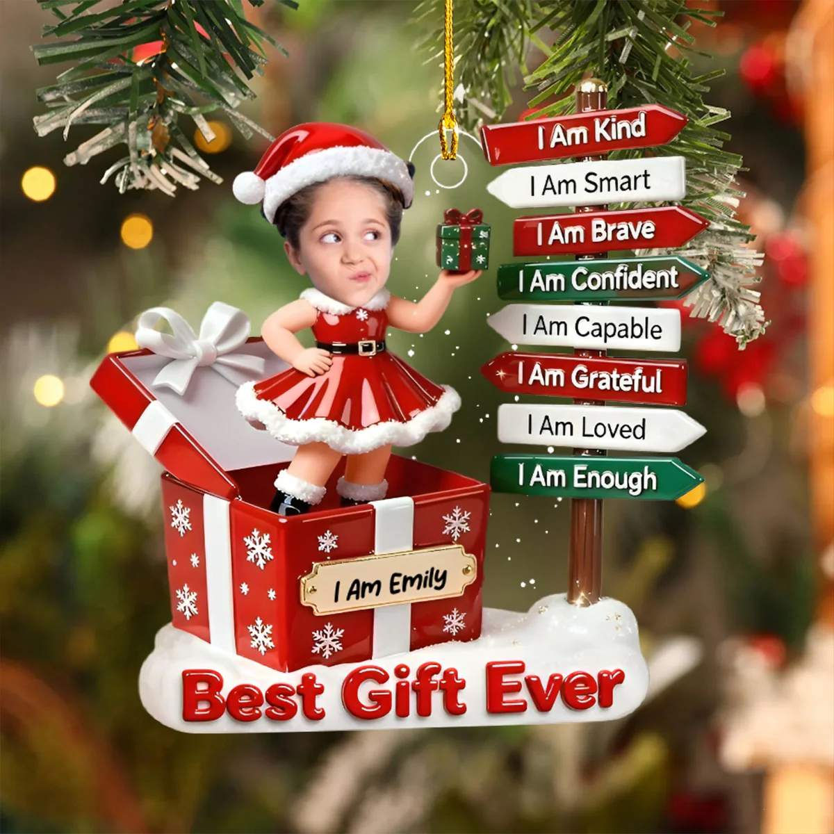 The Gift Of Self Love - Personalized Acrylic Ornament - Gift for Kids - Image 3