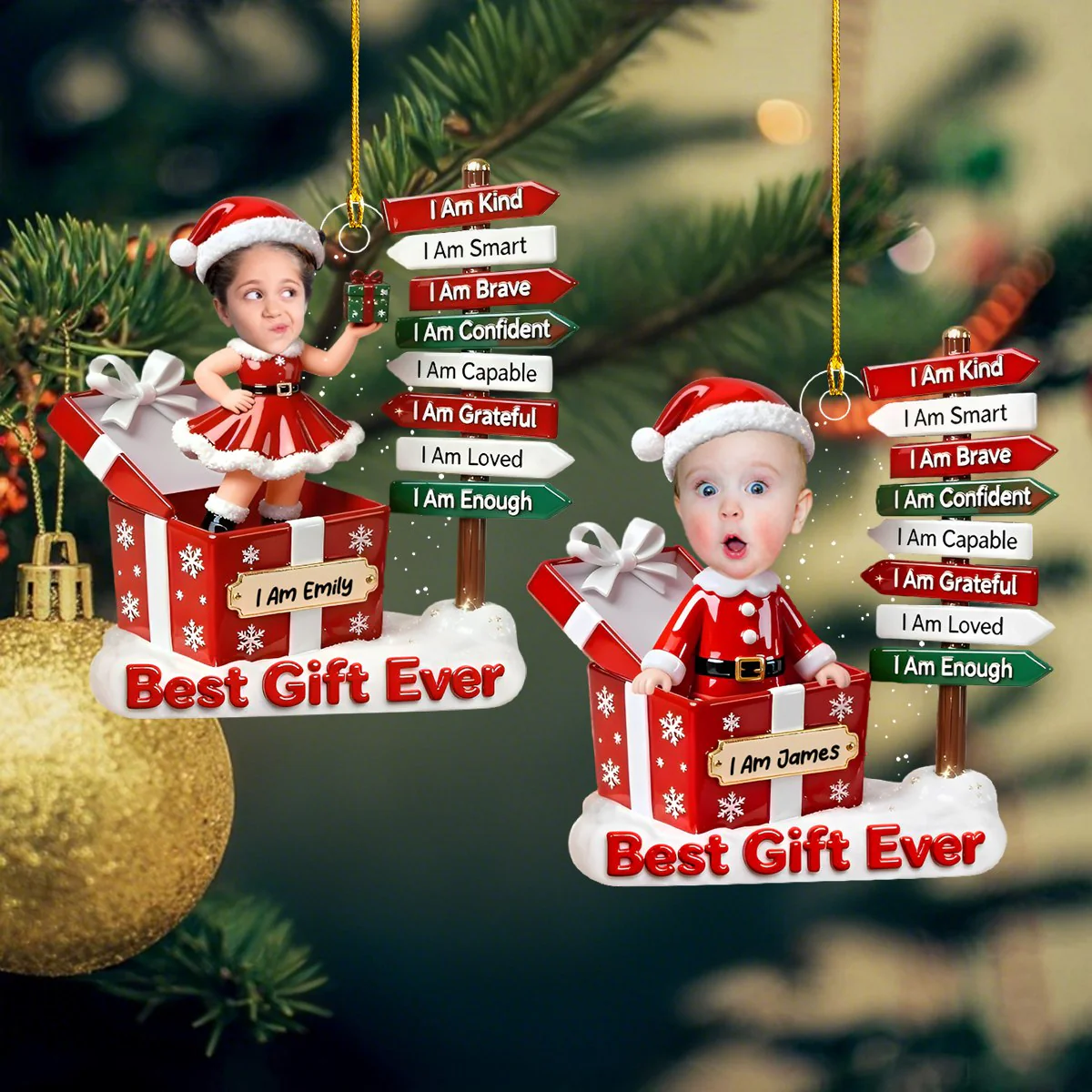 The Gift Of Self Love - Personalized Acrylic Ornament - Gift for Kids - Image 4