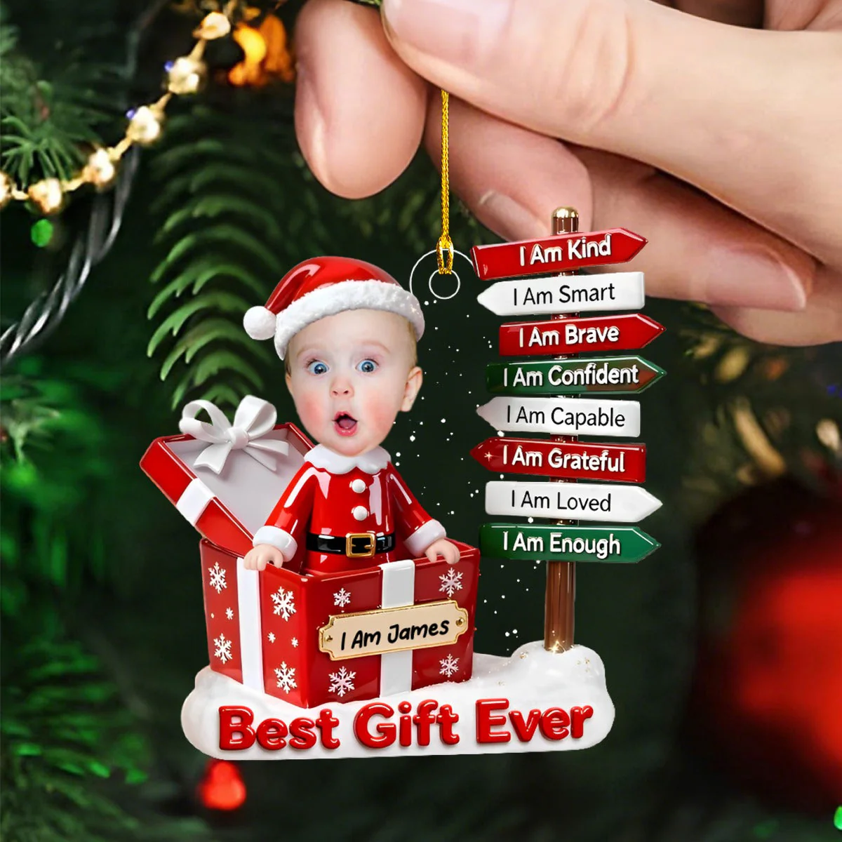 The Gift Of Self Love - Personalized Acrylic Ornament - Gift for Kids - Image 5