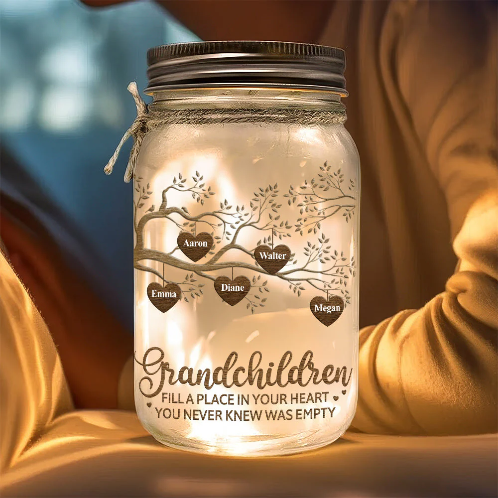 The Greatest Blessing - Personalized Custom Love Hearts Tree Mason Jar Light - Image 3