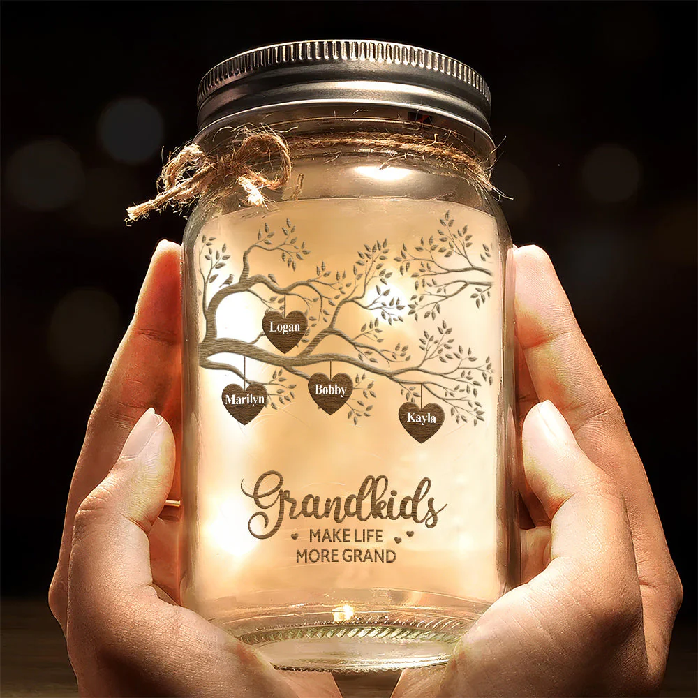 The Greatest Blessing - Personalized Custom Love Hearts Tree Mason Jar Light - Image 4