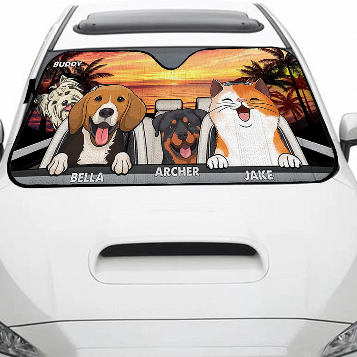 The Journey Of Life Is Sweeter When Traveled With A Dog - Dog & Cat Personalized Windshield Sunshade, Car Window Protector - Image 2