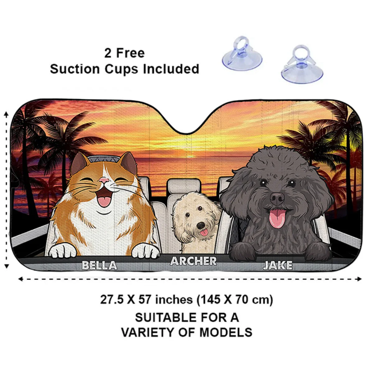 The Journey Of Life Is Sweeter When Traveled With A Dog - Dog & Cat Personalized Windshield Sunshade, Car Window Protector - Image 3