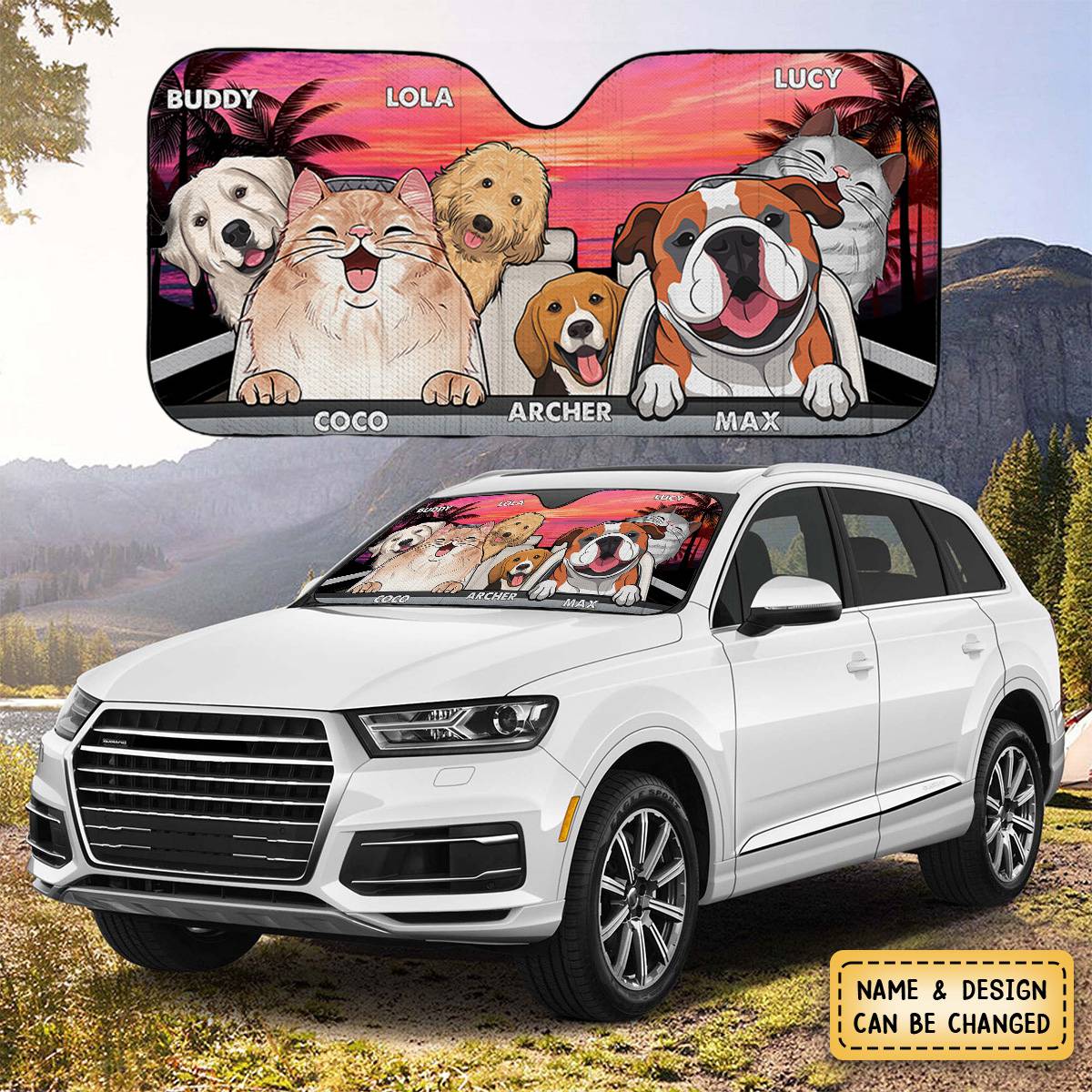 The Journey Of Life Is Sweeter When Traveled With A Dog - Dog & Cat Personalized Windshield Sunshade, Car Window Protector - Image 4