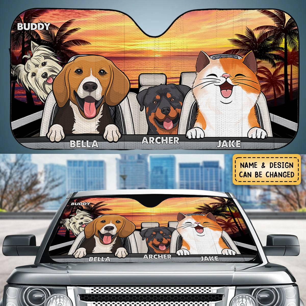 The Journey Of Life Is Sweeter When Traveled With A Dog - Dog & Cat Personalized Windshield Sunshade, Car Window Protector - Image 7