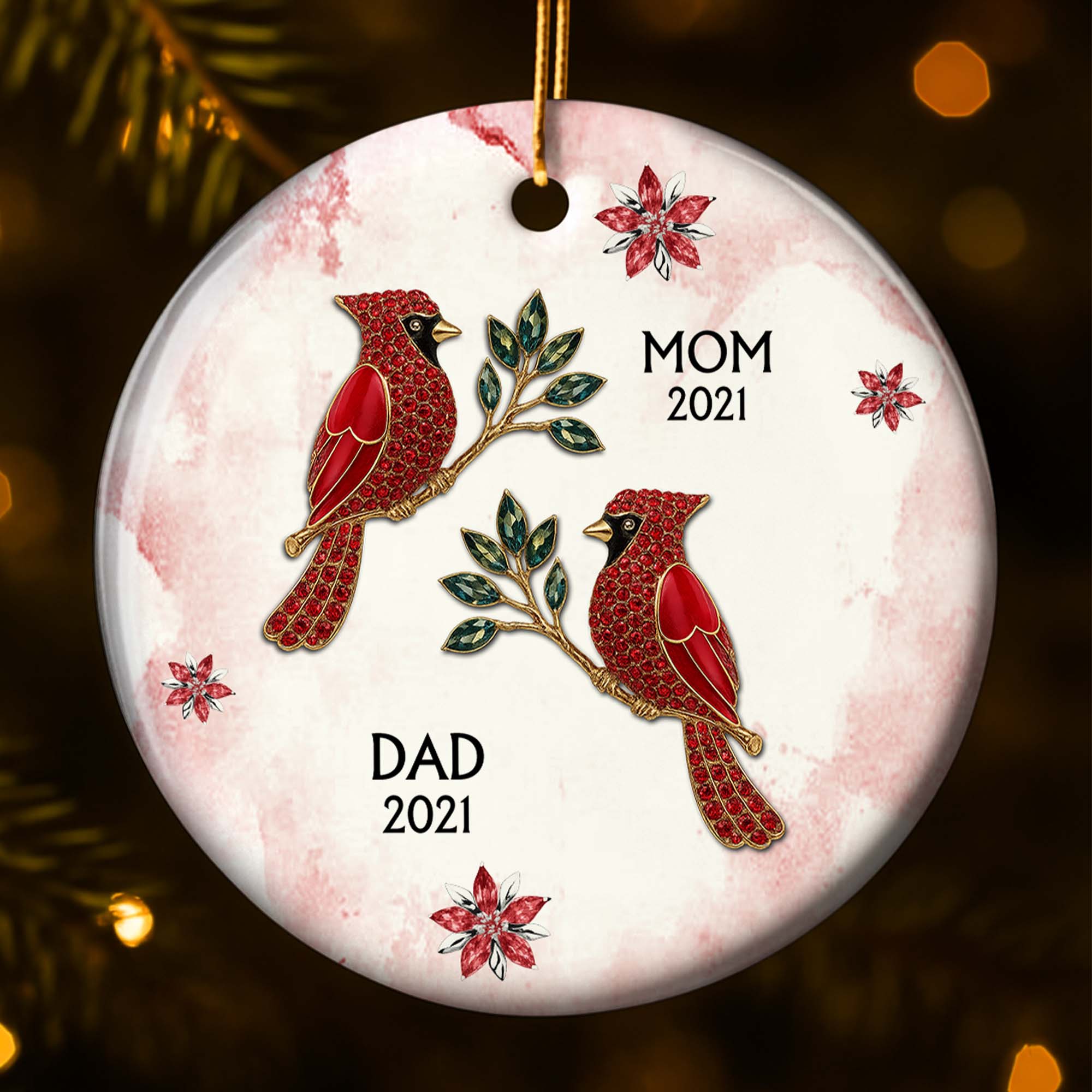 The Love And Memories With Birds And Flowers - Personalized Ceramic Ornament Gift For Family Members - Image 10