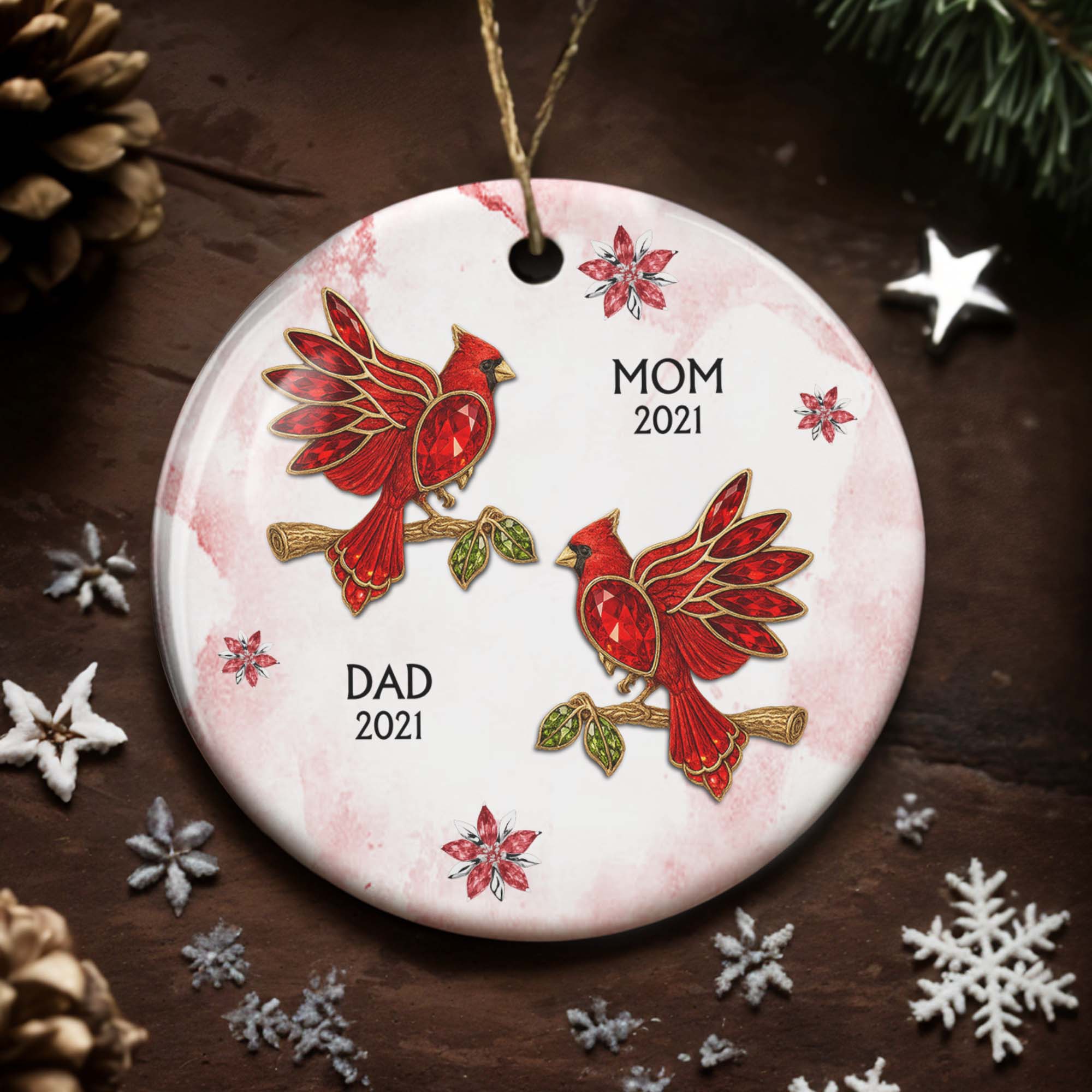 The Love And Memories With Birds And Flowers - Personalized Ceramic Ornament Gift For Family Members - Image 11