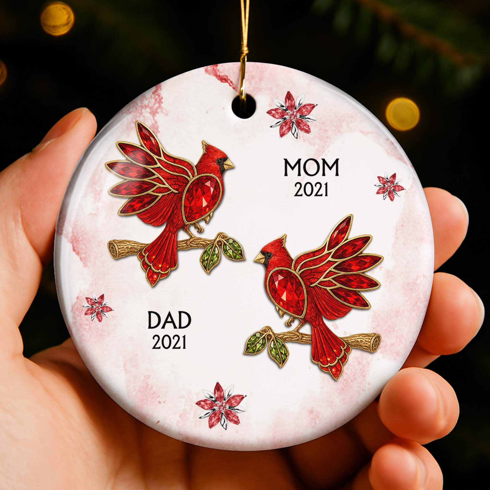 The Love And Memories With Birds And Flowers - Personalized Ceramic Ornament Gift For Family Members - Image 14