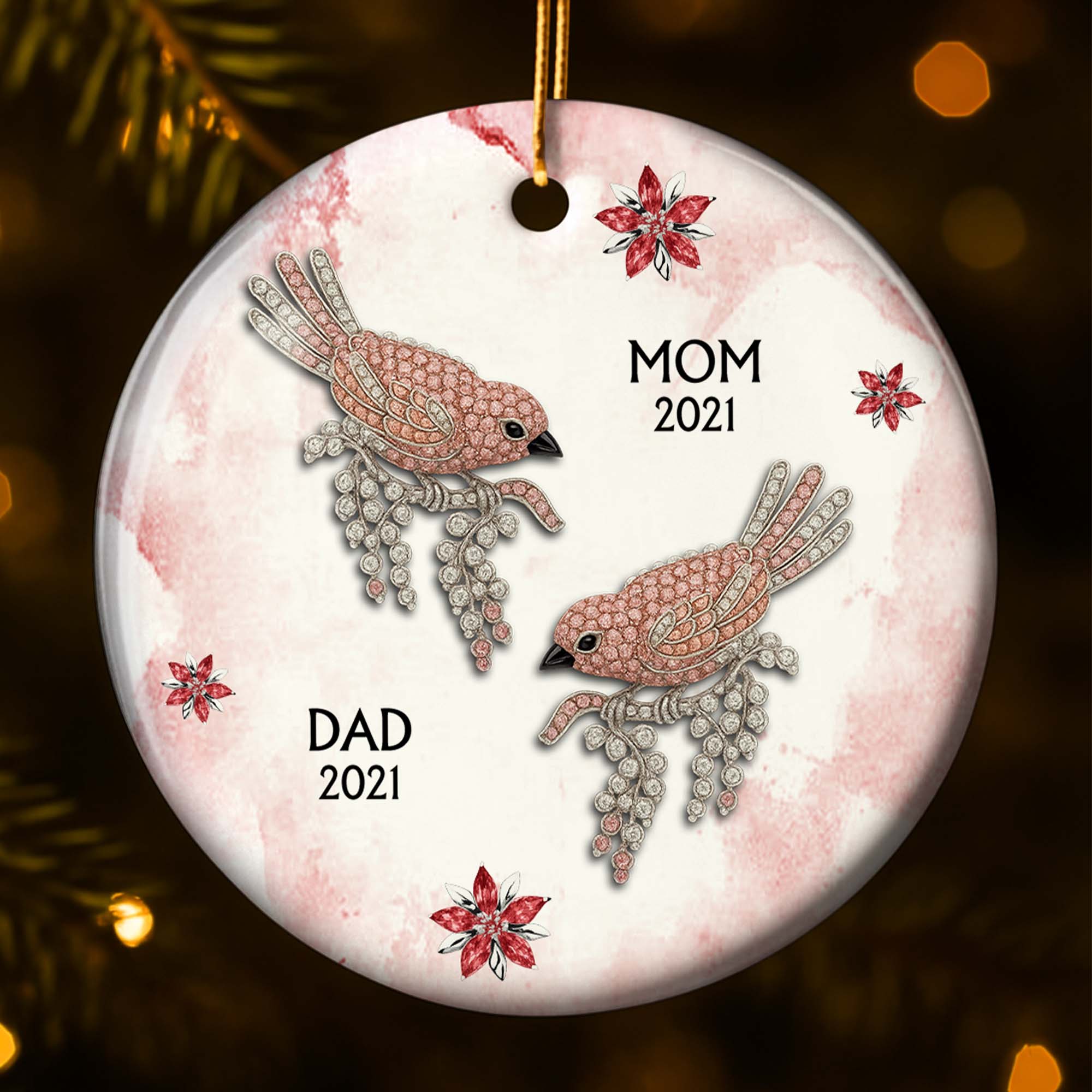 The Love And Memories With Birds And Flowers - Personalized Ceramic Ornament Gift For Family Members - Image 15