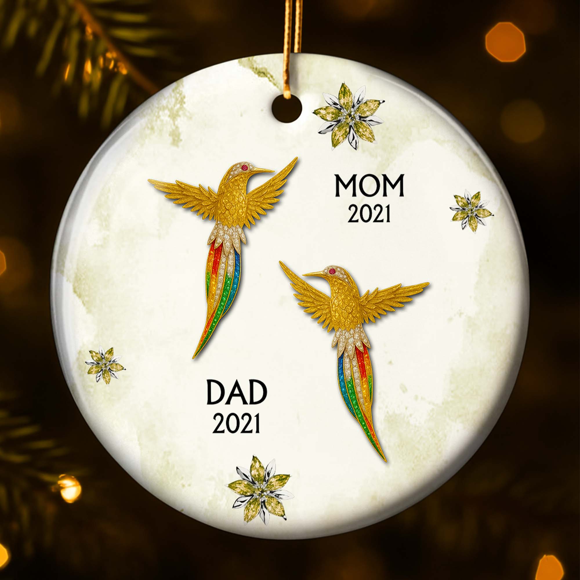 The Love And Memories With Birds And Flowers - Personalized Ceramic Ornament Gift For Family Members - Image 2