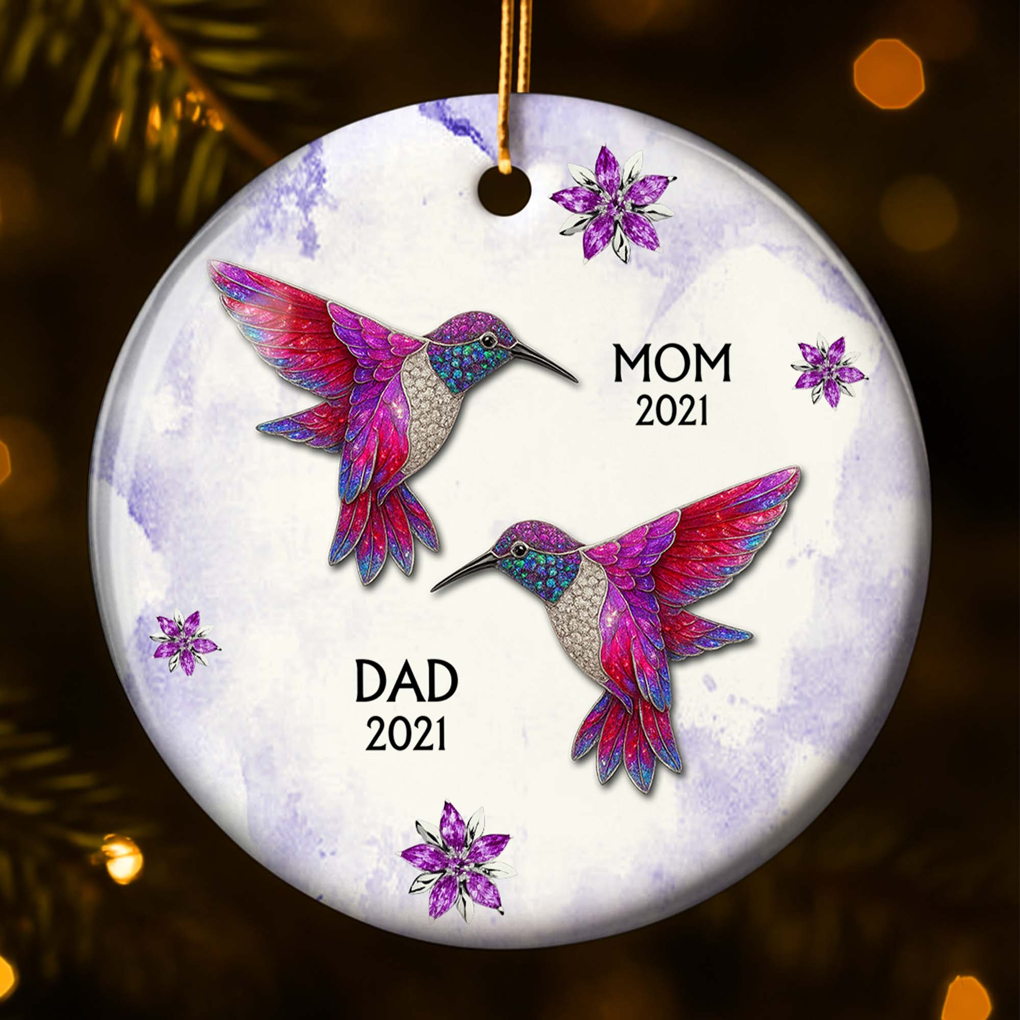 The Love And Memories With Birds And Flowers - Personalized Ceramic Ornament Gift For Family Members - Image 3