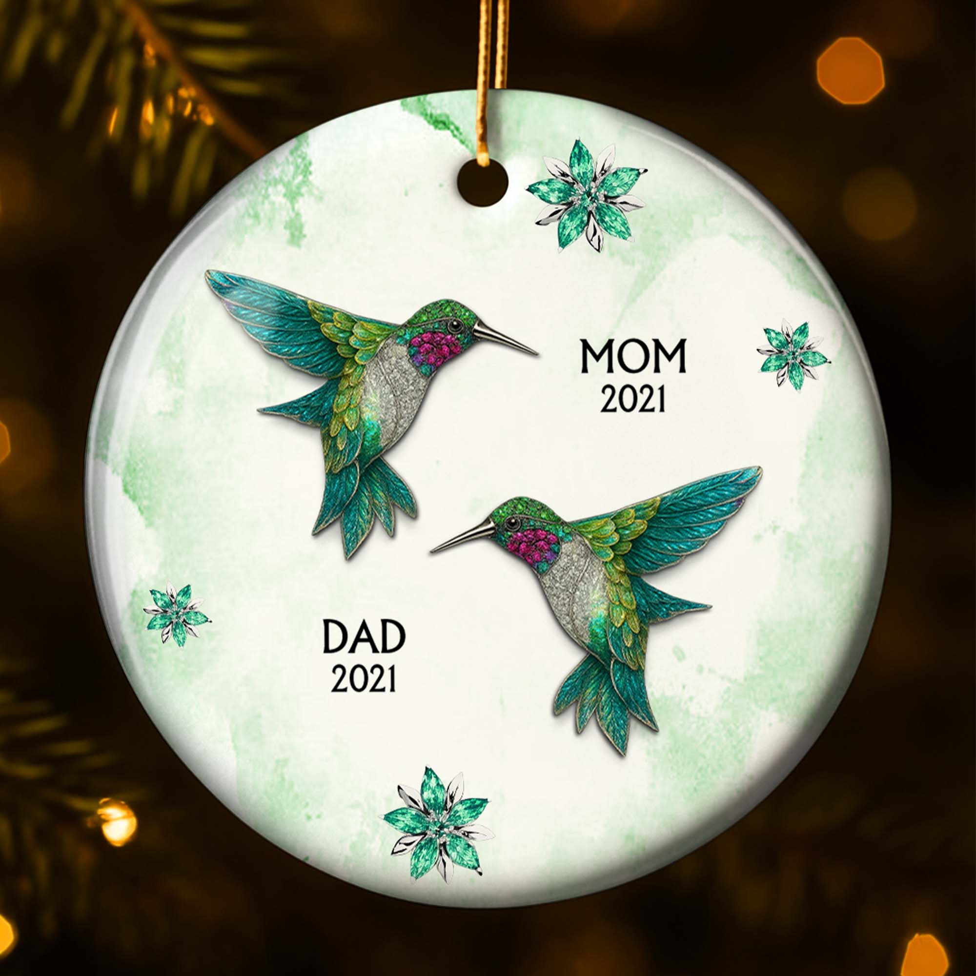 The Love And Memories With Birds And Flowers - Personalized Ceramic Ornament Gift For Family Members - Image 4