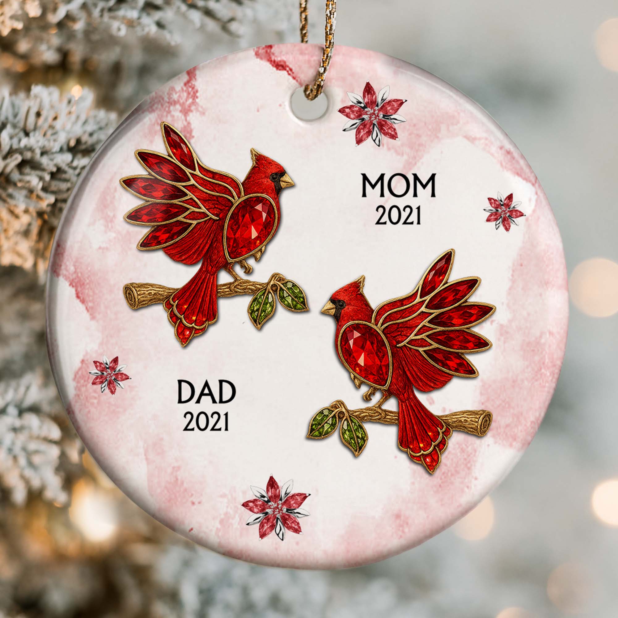 The Love And Memories With Birds And Flowers - Personalized Ceramic Ornament Gift For Family Members - Image 8