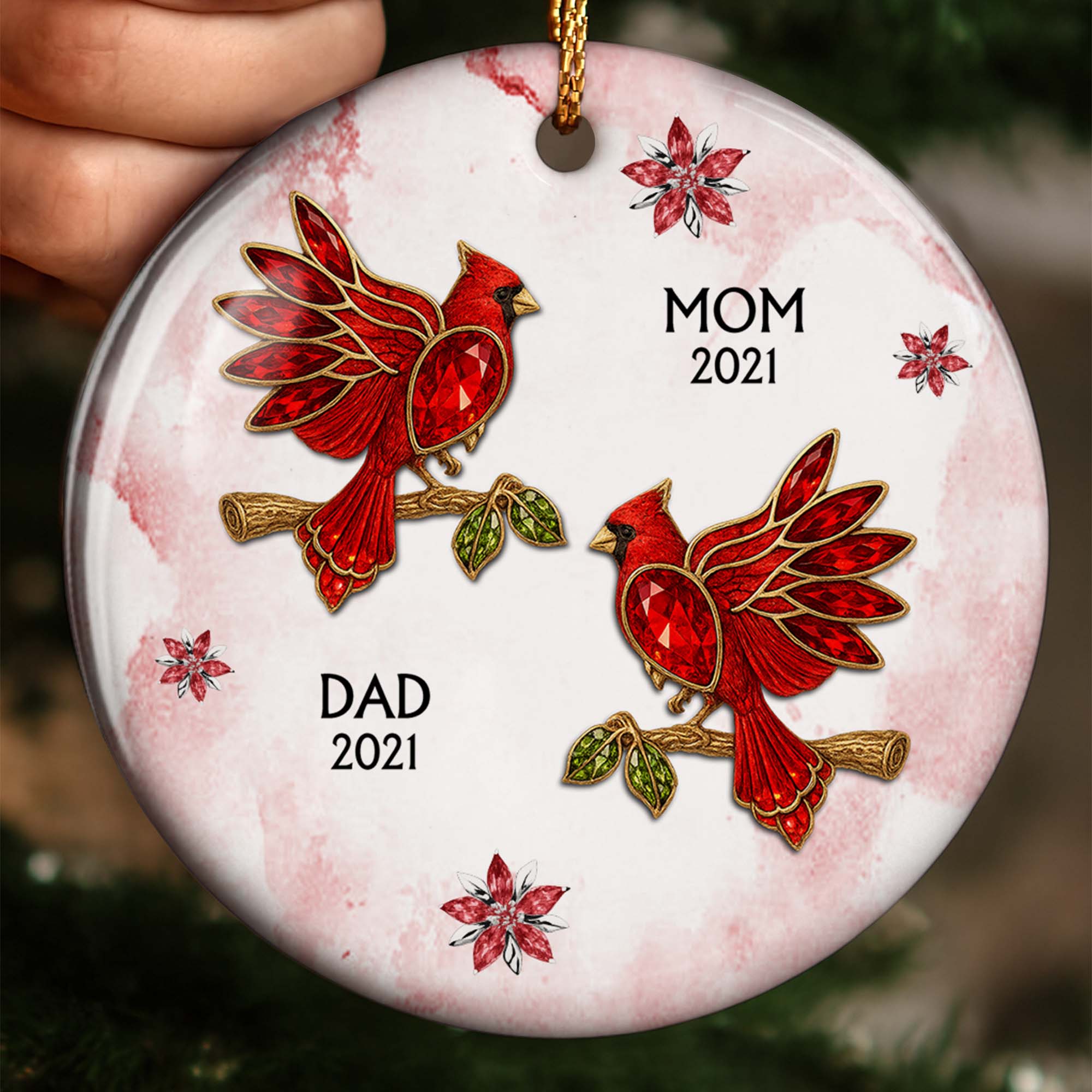 The Love And Memories With Birds And Flowers - Personalized Ceramic Ornament Gift For Family Members - Image 9