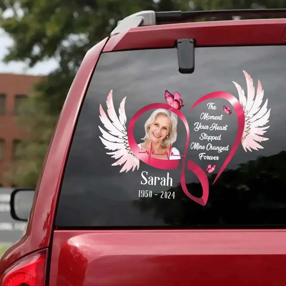 The Moment Your Heart Stopped Mine Changed Forever - Personalized Decal, Custom Photo - Image 2