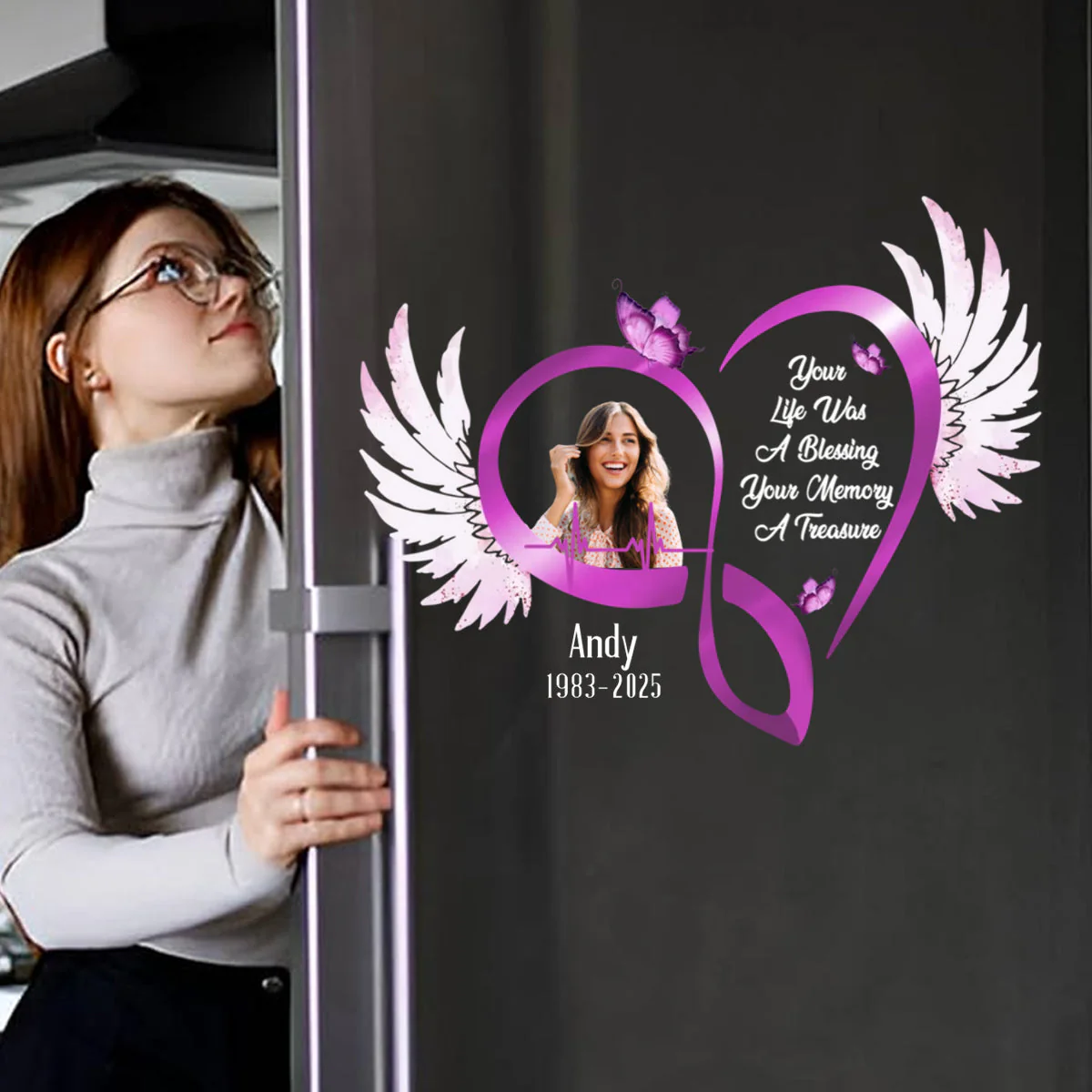 The Moment Your Heart Stopped Mine Changed Forever - Personalized Decal, Custom Photo - Image 5