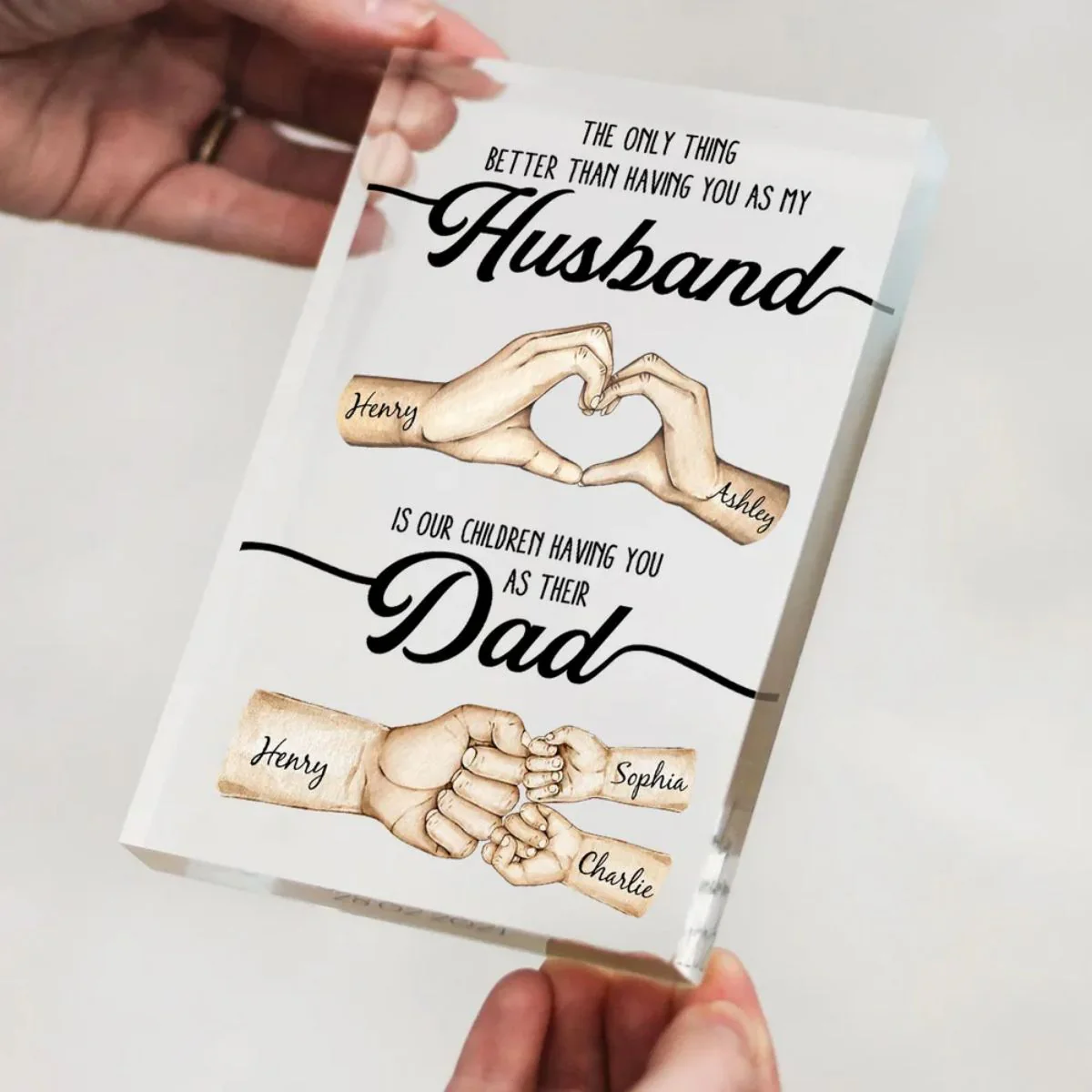 The Only Thing Better Husband Dad Hands Personalized Acrylic Block, Father's Day Gift for Husband, Gift for Dad - Image 2