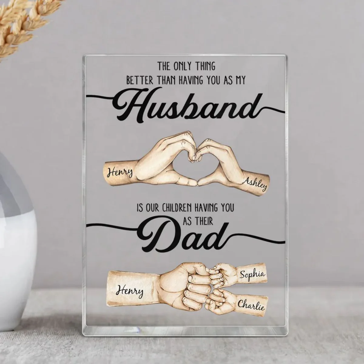 The Only Thing Better Husband Dad Hands Personalized Acrylic Block, Father's Day Gift for Husband, Gift for Dad - Image 3