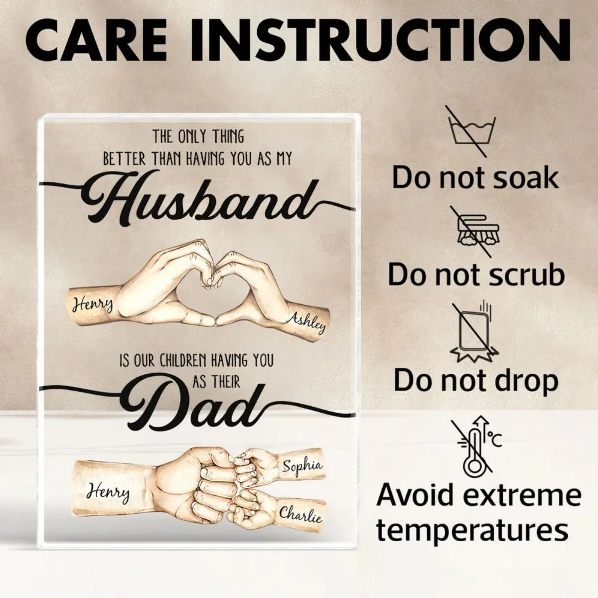 The Only Thing Better Husband Dad Hands Personalized Acrylic Block, Father's Day Gift for Husband, Gift for Dad - Image 5