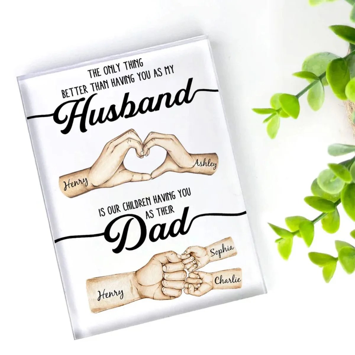 The Only Thing Better Husband Dad Hands Personalized Acrylic Block, Father's Day Gift for Husband, Gift for Dad - Image 6