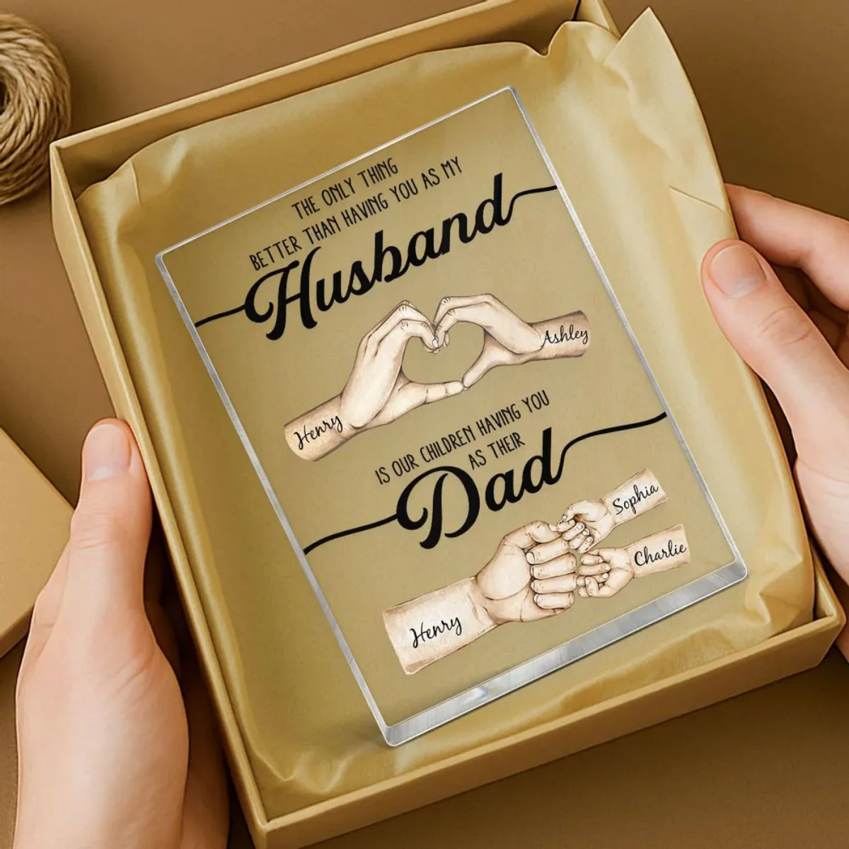The Only Thing Better Husband Dad Hands Personalized Acrylic Block, Father's Day Gift for Husband, Gift for Dad - Image 7