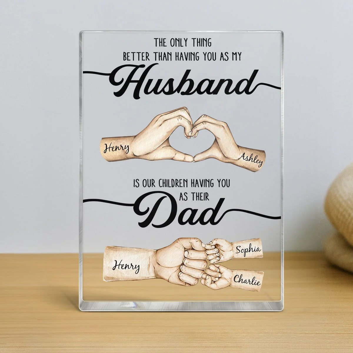 The Only Thing Better Husband Dad Hands Personalized Acrylic Block, Father's Day Gift for Husband, Gift for Dad - Image 8
