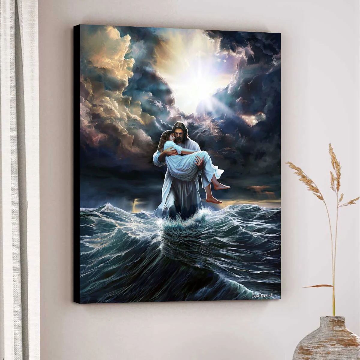 The Savior Who Calms Every Storm  -Christian canvas, Christian home decor - Image 2
