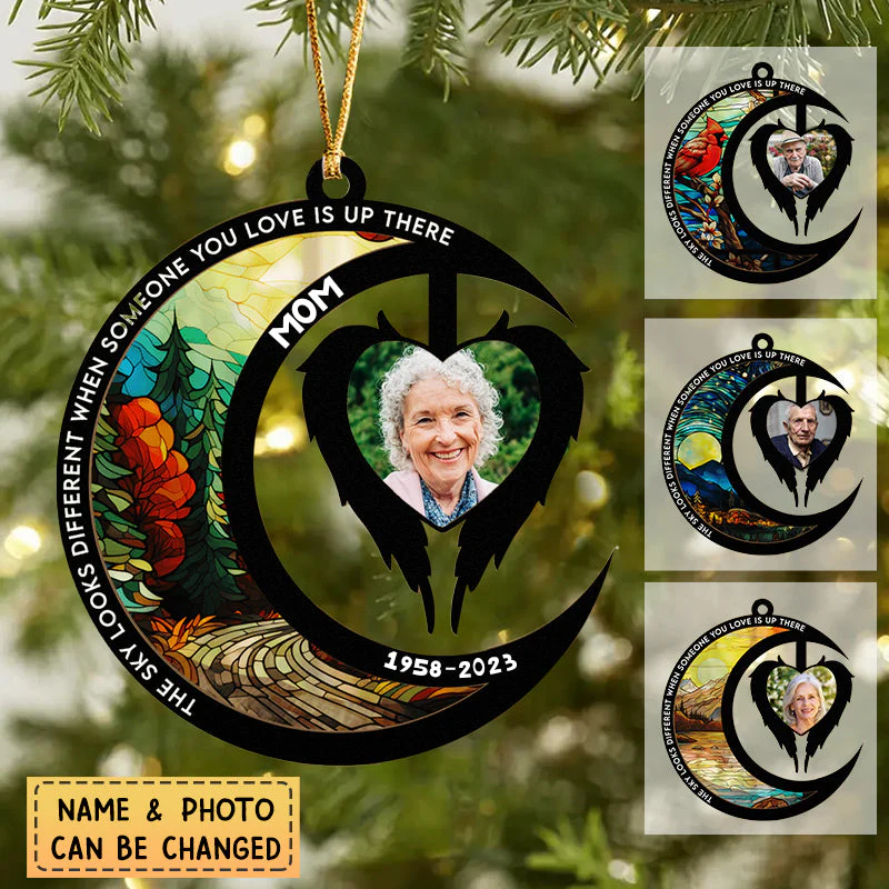 The Sky Looks Different When Someone You Love Is Up There - Personalized Memorial Photo Ornament