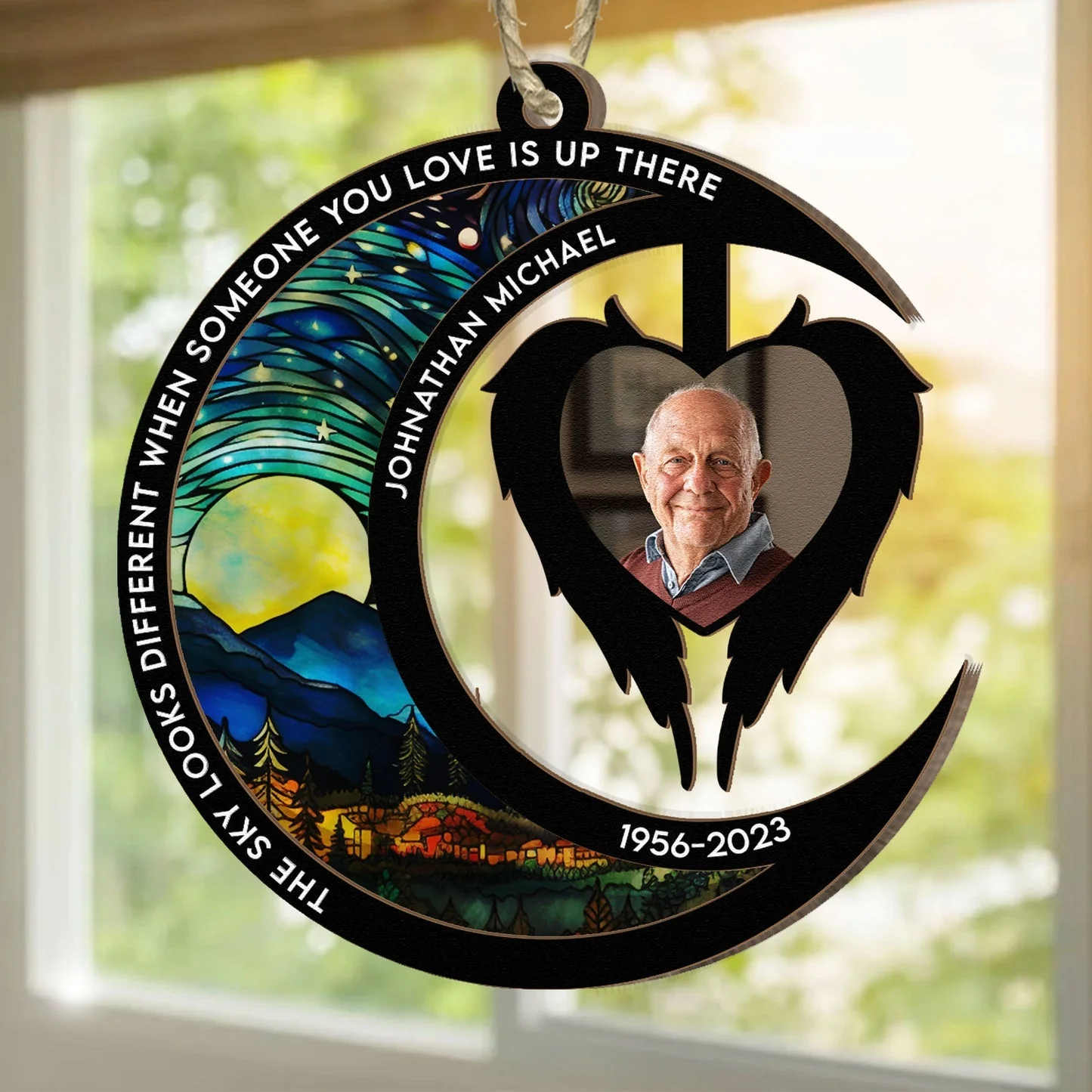 The Sky Looks Different When Someone You Love Is Up There - Personalized Memorial Photo Ornament - Image 3