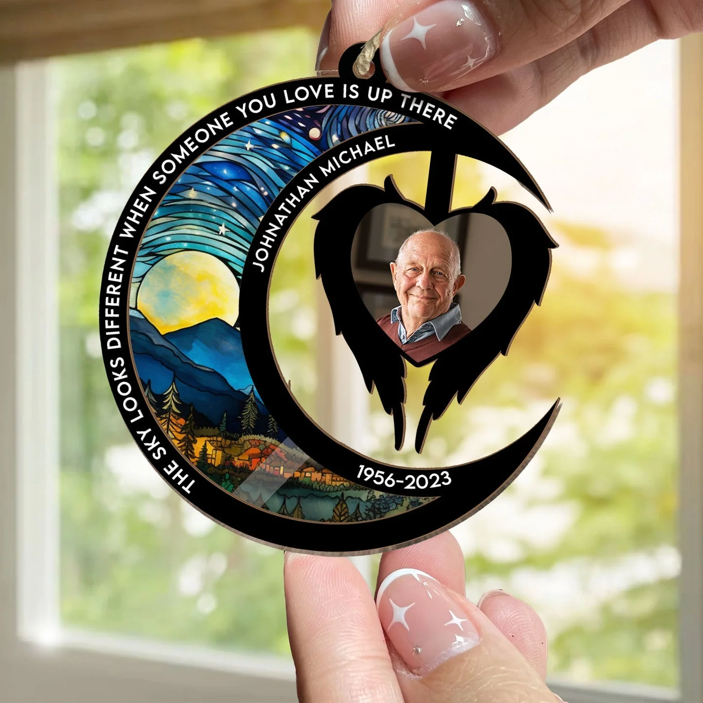 The Sky Looks Different When Someone You Love Is Up There - Personalized Memorial Photo Ornament - Image 4
