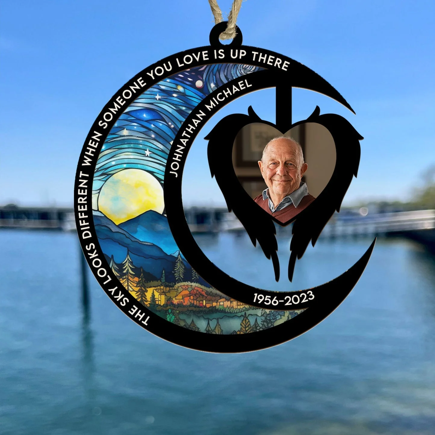 The Sky Looks Different When Someone You Love Is Up There - Personalized Memorial Photo Ornament - Image 5