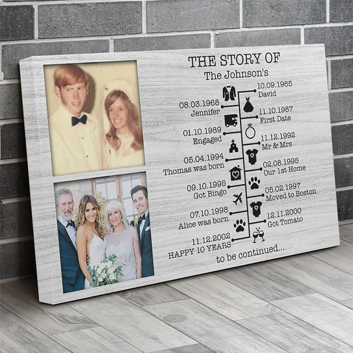 The Story Of Us Timeline, Personalized Photo Anniversary Print Canvas Gift For Husband, Gift For Wife - Image 3