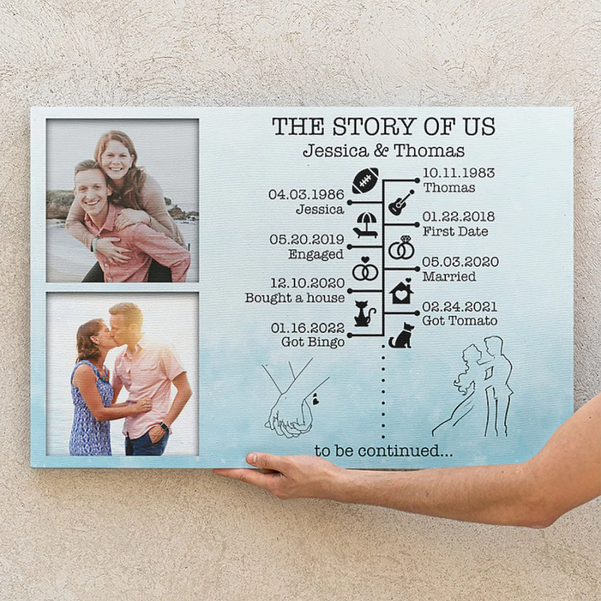 The Story Of Us Timeline, Personalized Photo Anniversary Print Canvas Gift For Husband, Gift For Wife - Image 4