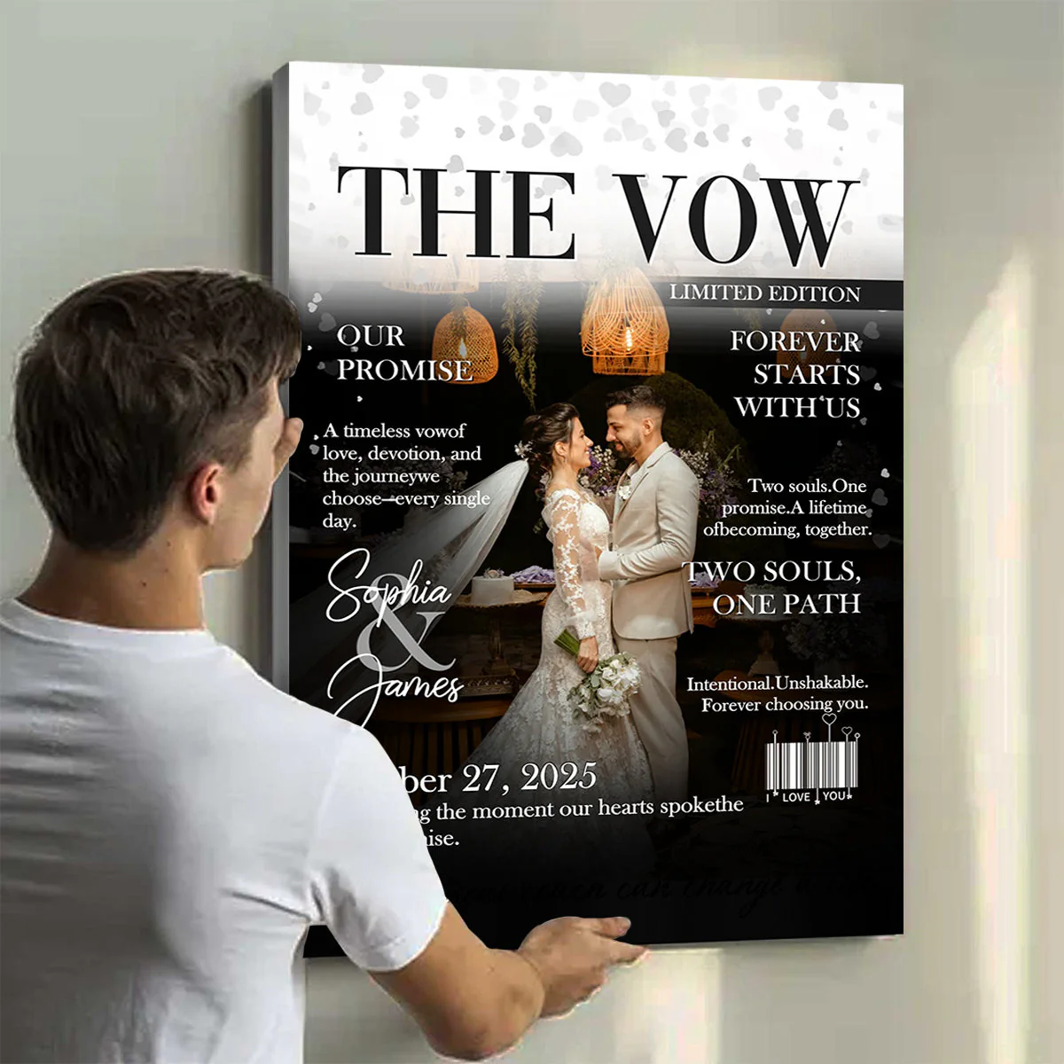 The Vow Magazine Cover, Custom Wedding Love Story Canvas, Romantic Couple Keepsake, Romantic Forever Gift - Image 2