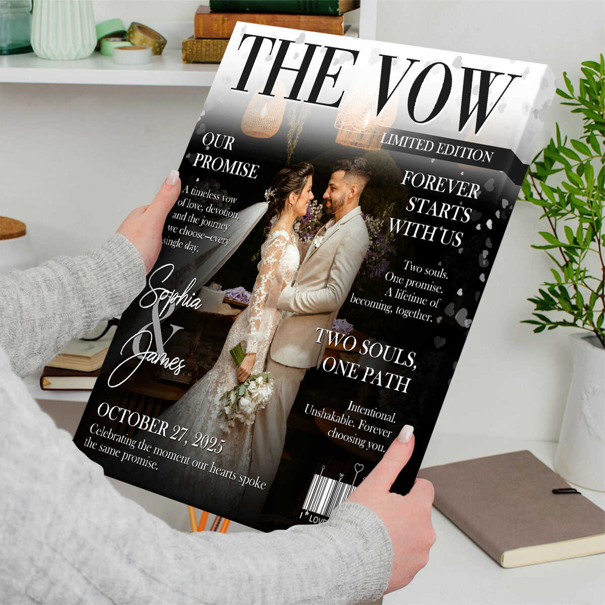 The Vow Magazine Cover, Custom Wedding Love Story Canvas, Romantic Couple Keepsake, Romantic Forever Gift - Image 3