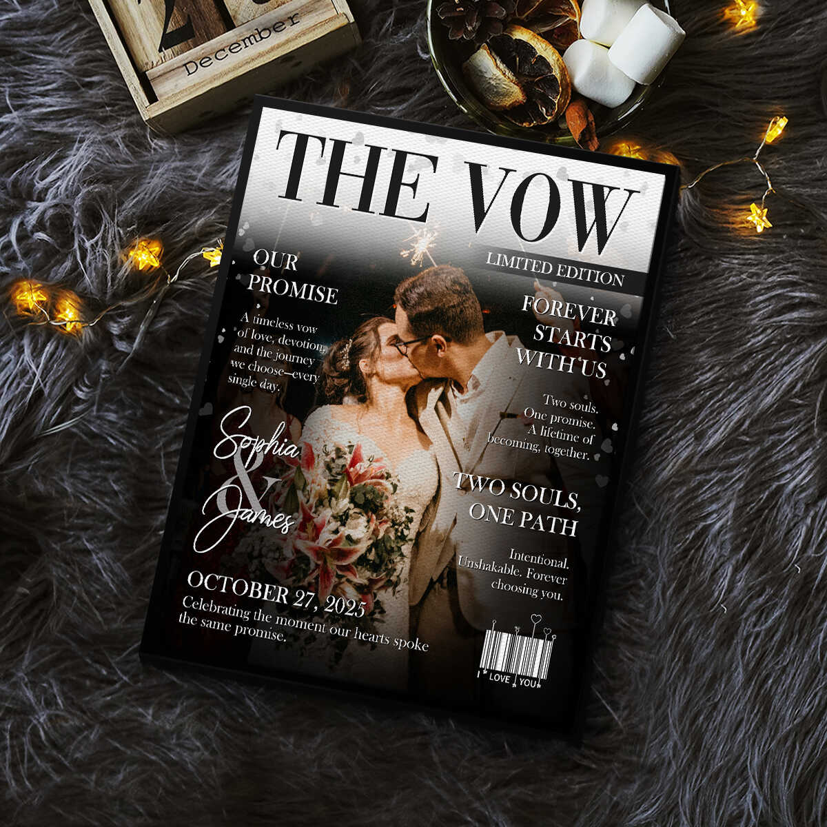 The Vow Magazine Cover, Custom Wedding Love Story Canvas, Romantic Couple Keepsake, Romantic Forever Gift - Image 4