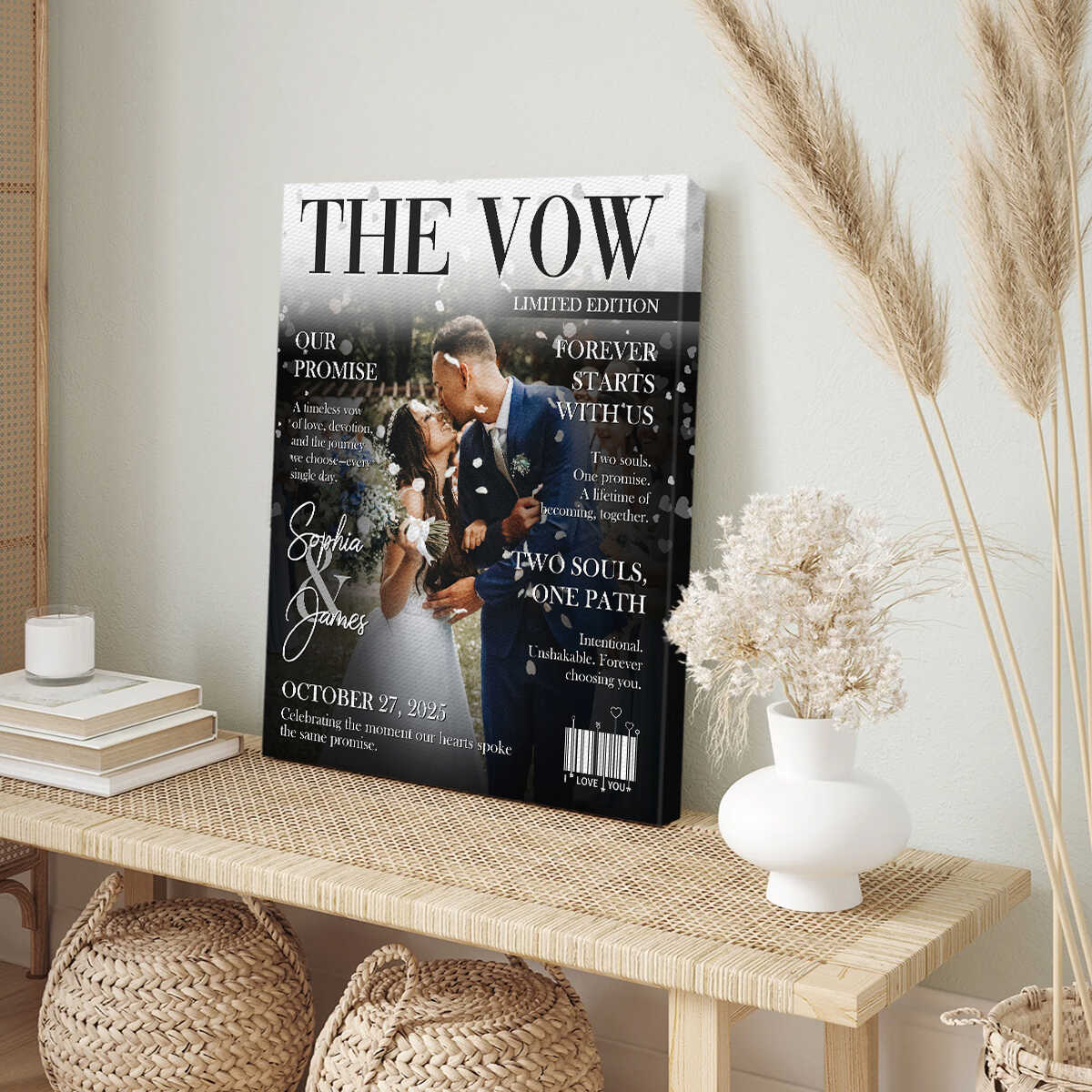 The Vow Magazine Cover, Custom Wedding Love Story Canvas, Romantic Couple Keepsake, Romantic Forever Gift - Image 5
