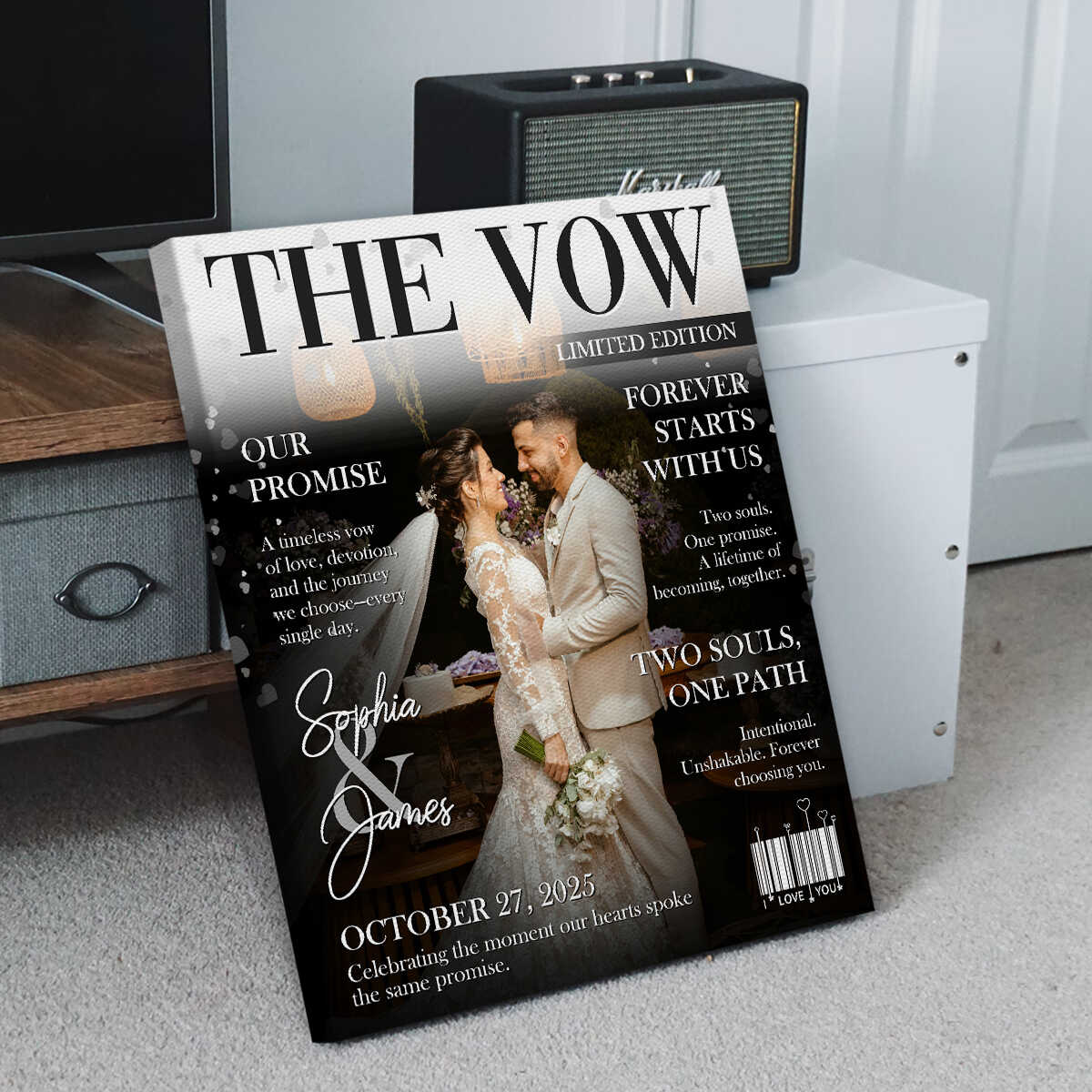 The Vow Magazine Cover, Custom Wedding Love Story Canvas, Romantic Couple Keepsake, Romantic Forever Gift - Image 6