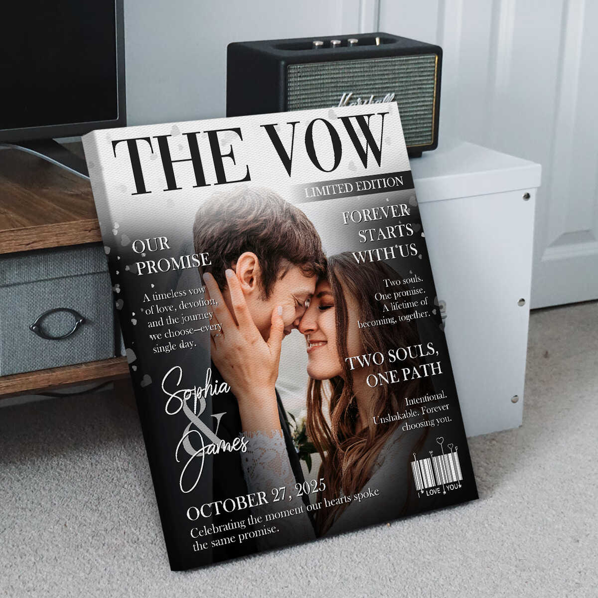 The Vow Magazine Cover, Custom Wedding Love Story Canvas, Romantic Couple Keepsake, Romantic Forever Gift - Image 7