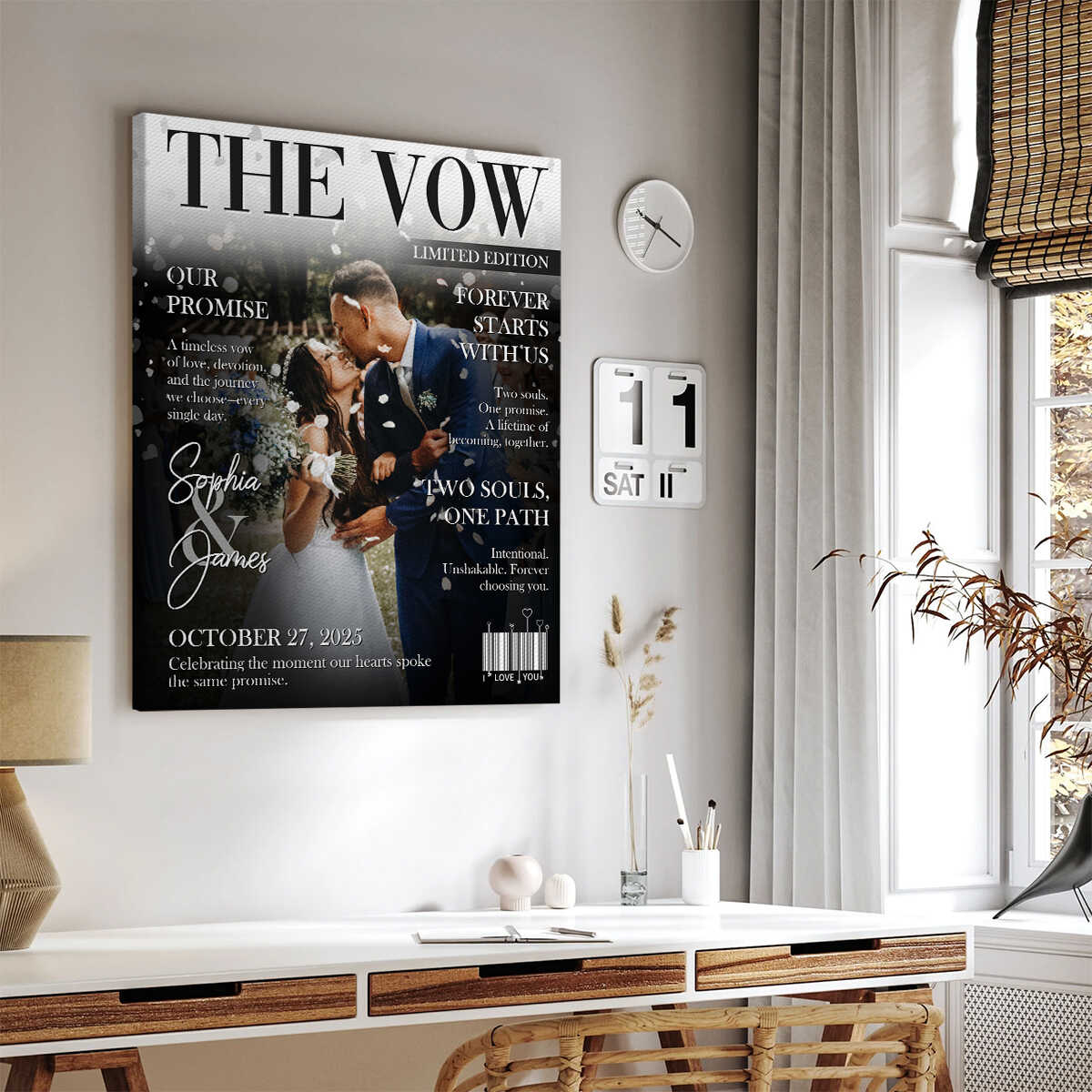 The Vow Magazine Cover, Custom Wedding Love Story Canvas, Romantic Couple Keepsake, Romantic Forever Gift - Image 8