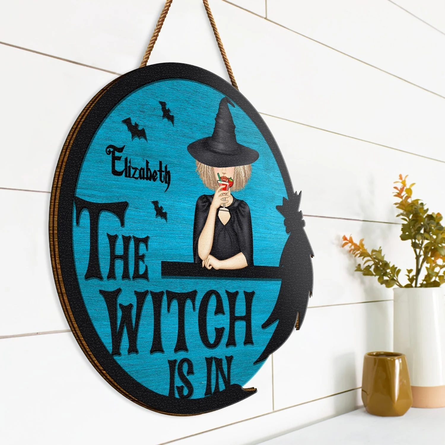 Halloween The Witch Is In - Personalized Custom Shaped Wood Sign Gift - Image 4